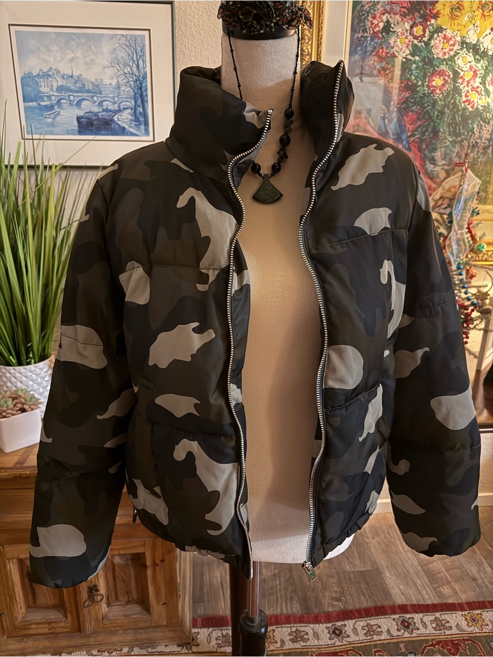 H&M Olive Green & Khaki Camouflage Jacket